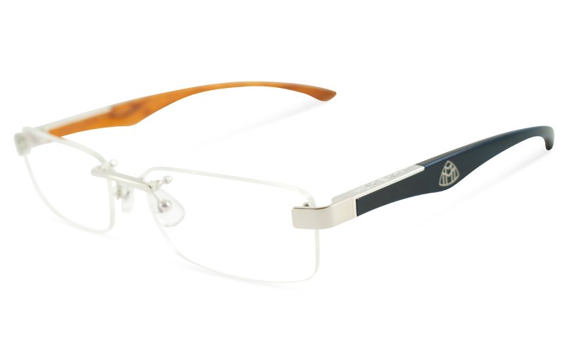 Maybach eyewear - The Artist III - Platinum / Deepsea Blue Walnut Burr / Ebony / Karelian Birch Burr