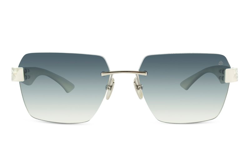 Maybach eyewear - The Magic I - Palladium / Deepsea Blue Walnut Burr / Amboyna / White Burr