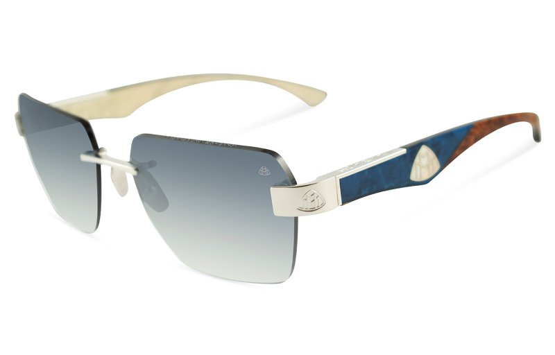 Maybach eyewear - The Magic I - Palladium / Deepsea Blue Walnut Burr / Amboyna / White Burr